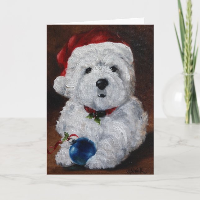 Westie West Highland Terrier Merry Christmas Card (Front)