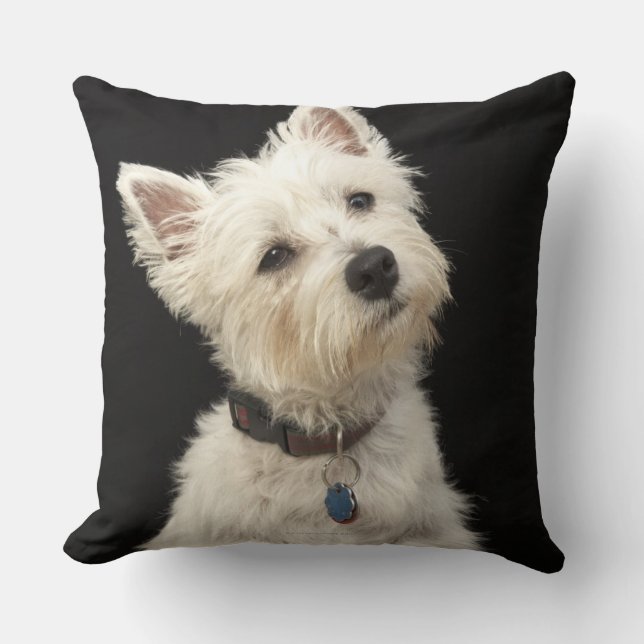 Westie (West Highland terrier) with collar Cushion (Front)