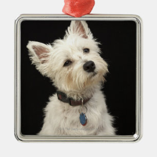 Westie (West Highland terrier) with collar Metal Tree Decoration