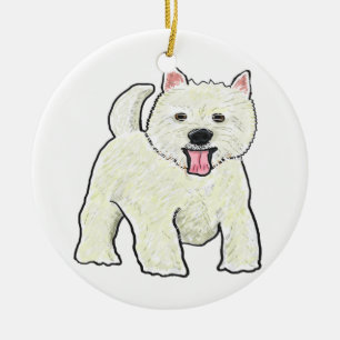 Westie West Highland White Terrier Ceramic Tree Decoration