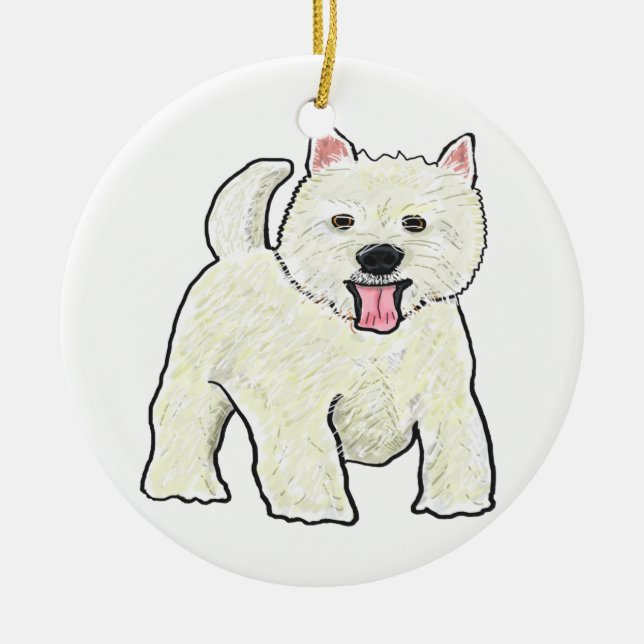 Westie West Highland White Terrier Ceramic Tree Decoration (Front)