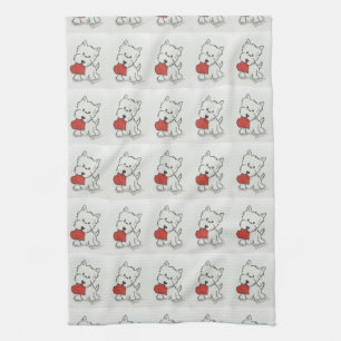 Westie With Heart Tea Towel