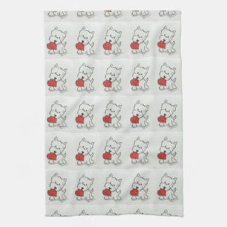 Westie With Heart Tea Towel