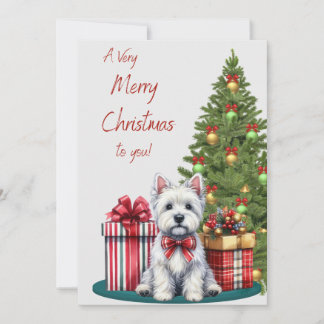 Westie with Packages Christmas Card