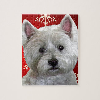 WESTIE WITH SNOWFLAKES JIGSAW PUZZLE