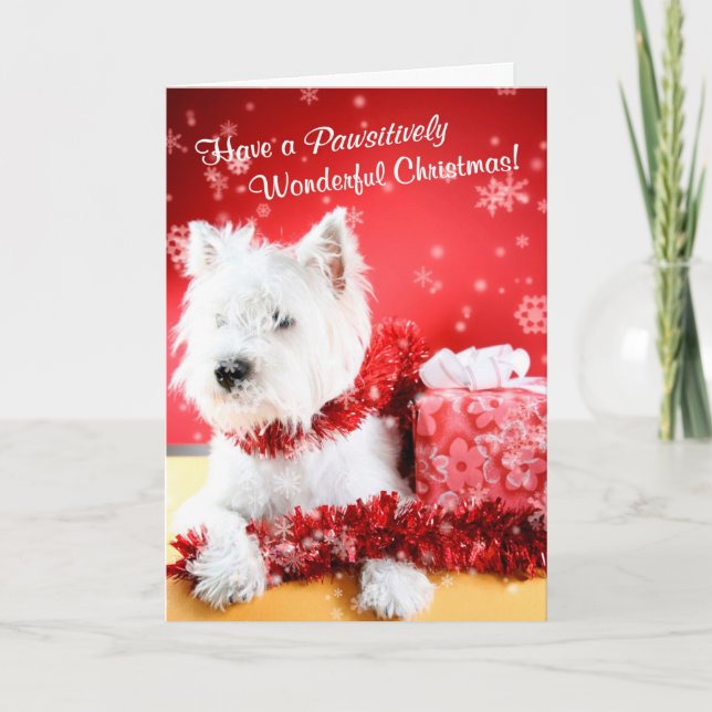 Westie Wonderful Christmas Wishes - Customise It! Holiday Card (Front)