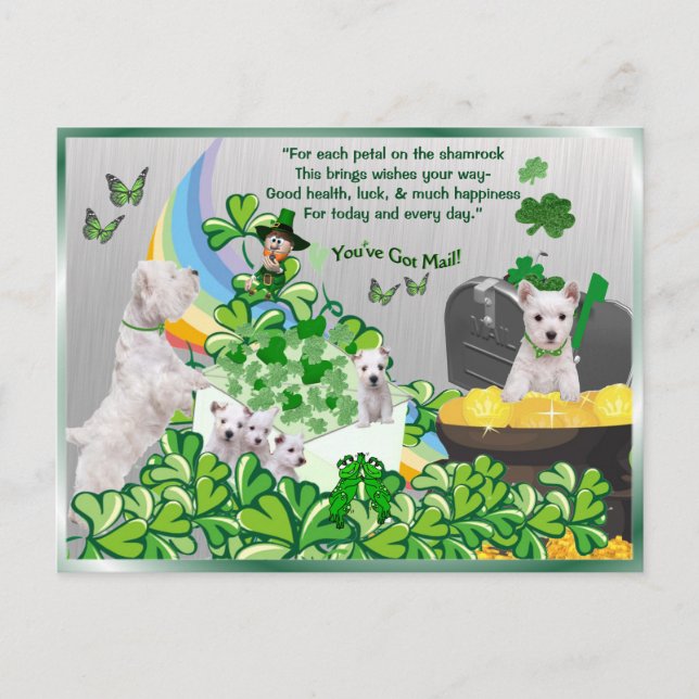 Westie You’ve Got Mail - St Patrick's Day Version Postcard (Front)