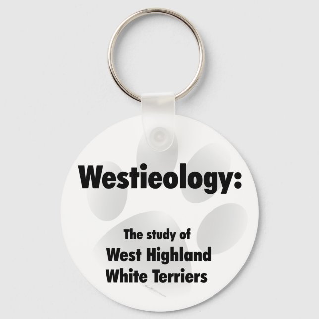 Westieology - Study of Westies Keychain (Front)