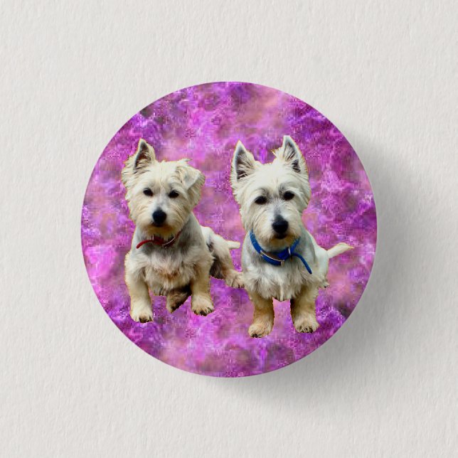 Westies Button. 3 Cm Round Badge (Front)