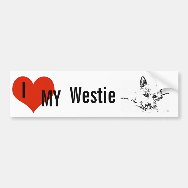 Westies Love,  black and white drawing Bumper Sticker (Front)