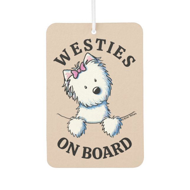 Westies On Board  Car Air Freshener (Front)