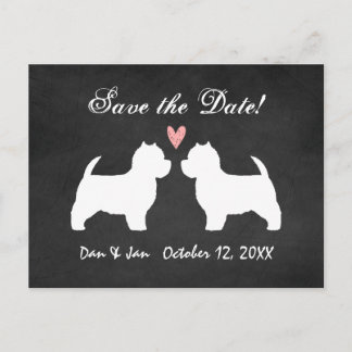 Westies Wedding Save the Date Announcement Postcard