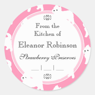 Westies West Highland Terrier Pattern Pink Classic Round Sticker