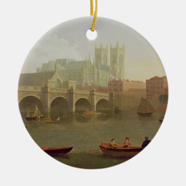 Westminster Abbey and Westminster Bridge Seen from Ceramic Tree Decoration (Front)