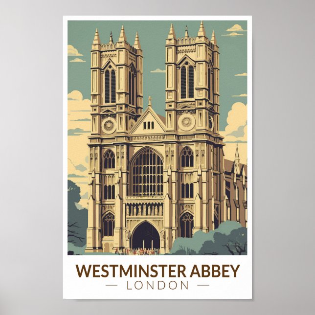 Westminster Abbey England Travel Art Vintage Poster (Front)