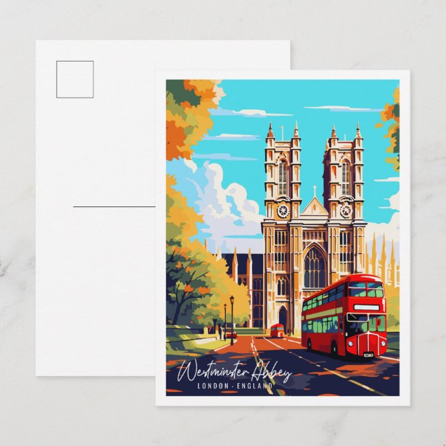 Westminster Abbey London England vintage travel \ Postcard (Front/Back)