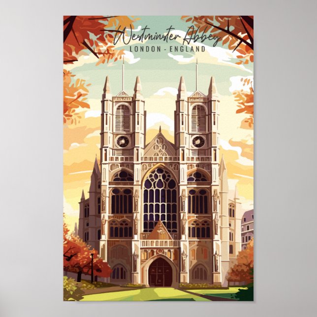 Westminster Abbey London England vintage travel Poster (Front)