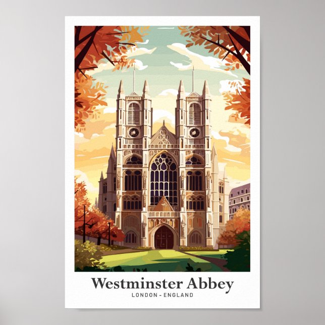 Westminster Abbey Travel Vintage Illustration Poster (Front)
