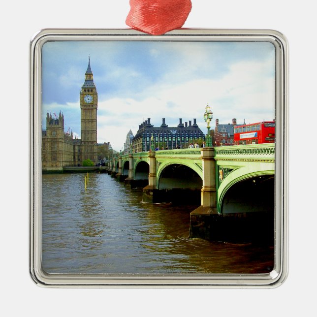 Westminster Bridge, London UK Metal Tree Decoration (Front)