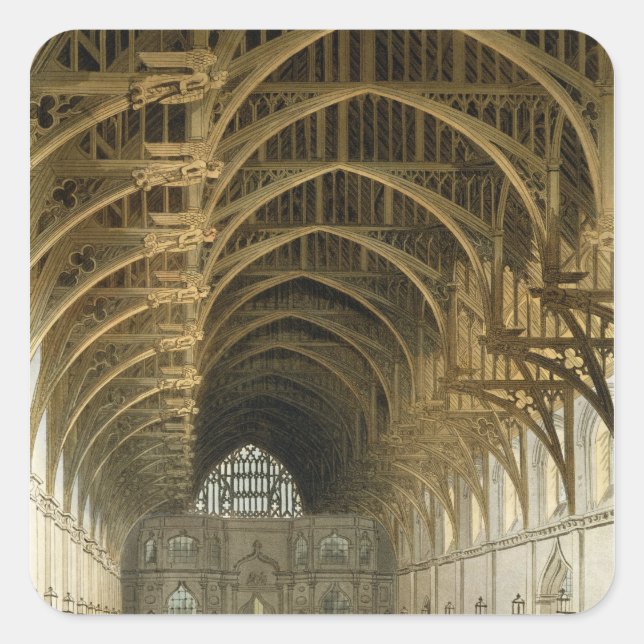 Westminster Hall, engraved by J. Bluck  pub Square Sticker (Front)