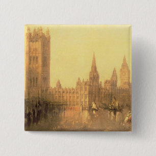 Westminster: Houses of Parliament, c.1860 (oil on 15 Cm Square Badge