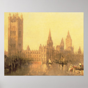Westminster: Houses of Parliament, c.1860 (oil on Poster