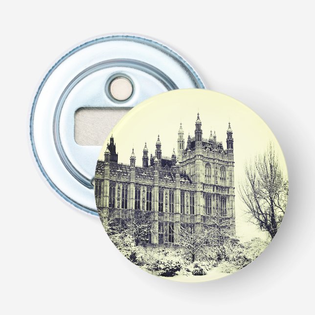 Westminster, Parliament, Winter London - British Bottle Opener (Front)