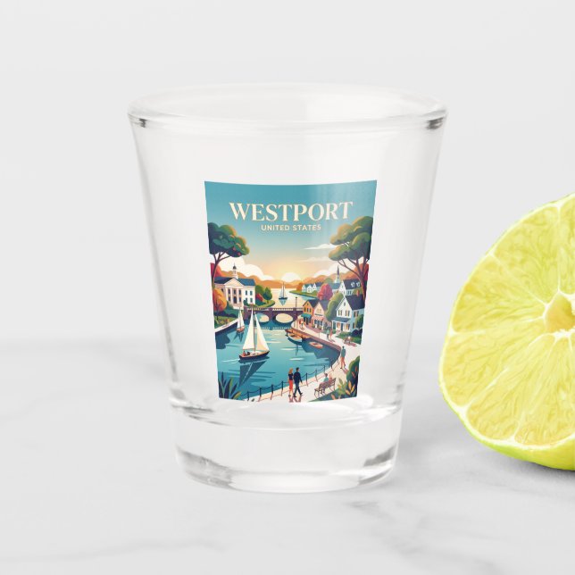 Westport Connecticut Shot Glass (Front)