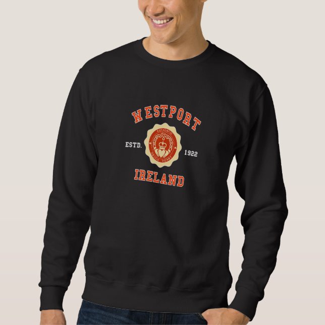 Westport Mayo Ireland Shamrock Claddagh Vintage Sweatshirt (Front)