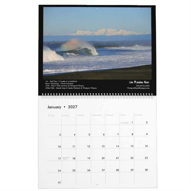 Westport Surfing 2012 Calendar (Jan 2027)