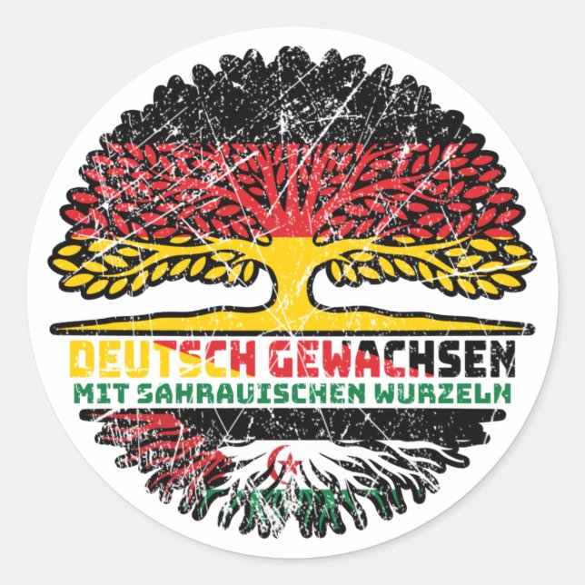 Westsahara Sahaurisch Deutsch Deutschland Baum Classic Round Sticker (Front)