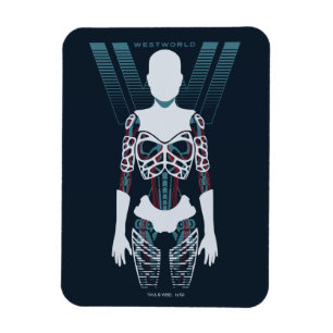 Westworld   Android Skeleton Over Logo Magnet