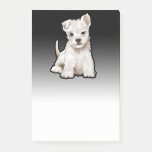Westy puppy custom black fade Post-it note block