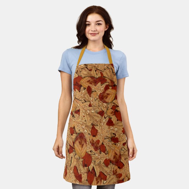 Wet Autumn Fall Leaves Apron (Worn)