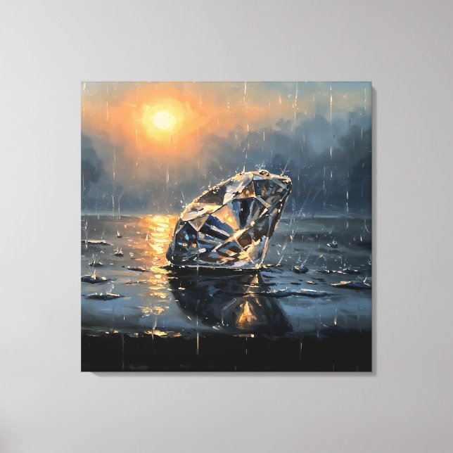 Wet Diamond - Impressionism Style Melancholy Art Canvas Print (Front)