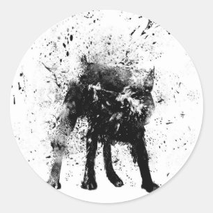 wet dog classic round sticker