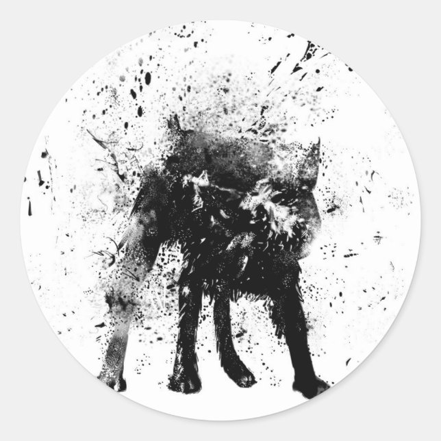 wet dog classic round sticker (Front)