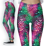 Wet Dragon Scales Mermaid Fantasy Fancy Costume Leggings<br><div class="desc">Wet Dragon Scales Mermaid Fantasy Fancy Costume Leggings. Wet Look Green and Pink Dragon Tail / Mermaid Fantasy Leggings | Costume Party Wear. Dive into the enchanting realm of a Fantasy Mermaid or dress up as an enchanted dragon. The illustrated pattern offers a distinct wet look, with vibrant pink and...</div>