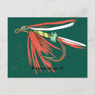 Wet fly,  fly fishing, fly tying, fly fishing art holiday postcard