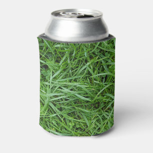 Wet Green Grass Can Cooler