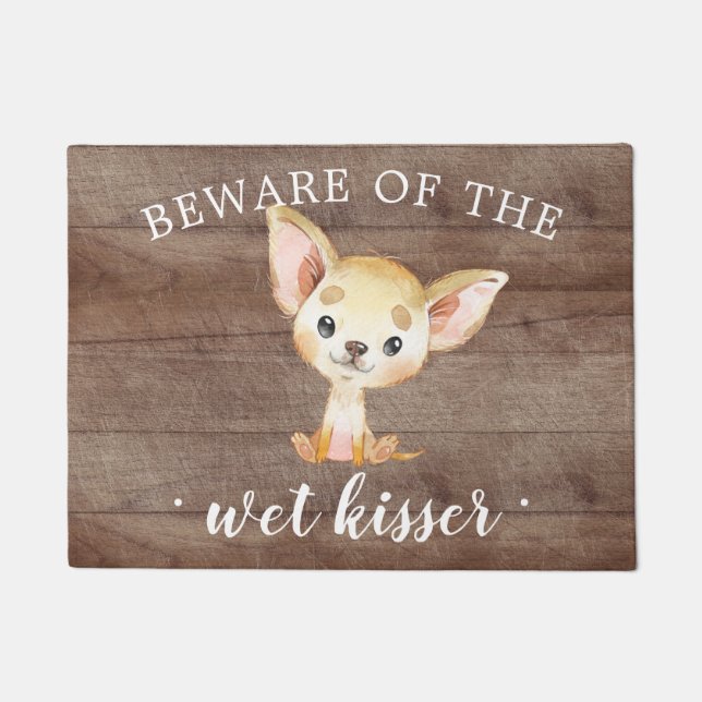 Wet Kisser Chihuahua Puppy Dog Door Mat (Front)
