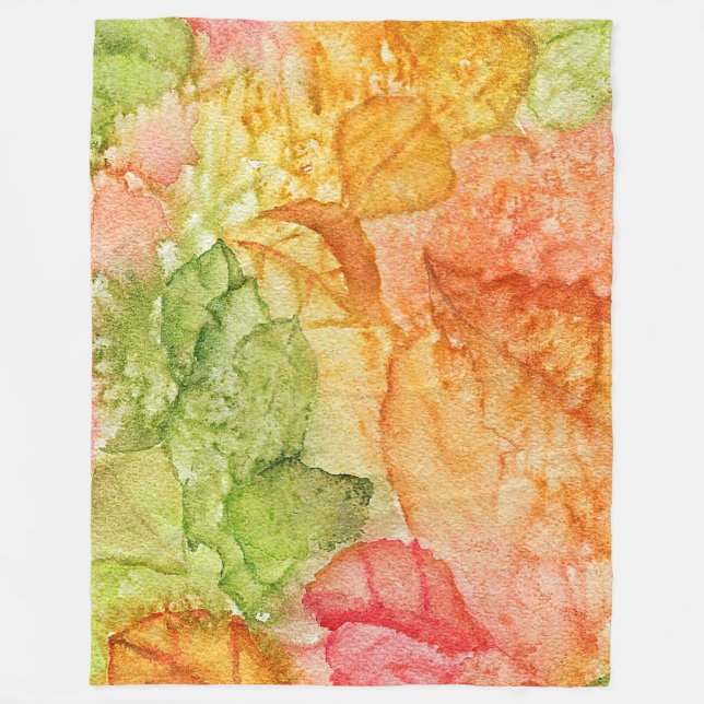 Wet Leaves of Autumn Fleece Blanket (Front)