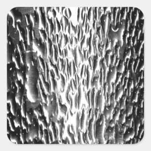 Wet Metal Silver Metallic Square Sticker