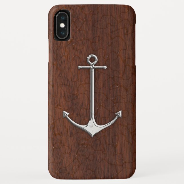 Wet Nautical Mahogany Anchor Steel Case-Mate iPhone Case (Back)