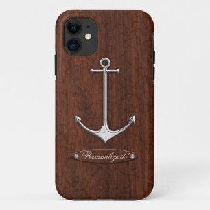 Wet Nautical Mahogany Anchor Steel Case-Mate iPhone Case