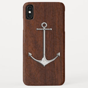Wet Nautical Mahogany Anchor Steel iPhone XS Max Case