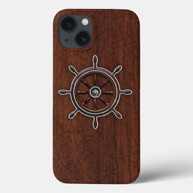 Wet Nautical Mahogany Anchor Steel Case-Mate iPhone Case (Back)