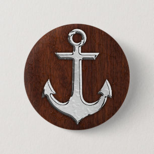 Wet Nautical Mahogany Anchor Steel Decor 6 Cm Round Badge