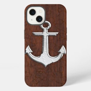 Wet Nautical Mahogany Anchor Steel iPhone 13 Case