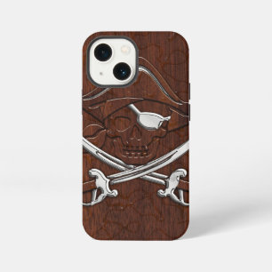 Wet Nautical Mahogany Pirate Skull Steel iPhone 13 Mini Case